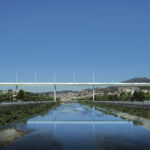 Nuovo ponte sul Polcevera a Genova: rendering del prospetto sud, dal mare (© RPBW)