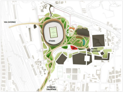 Populous, nuovo stadio di calcio della A.S. Roma, Masterplan, Roma